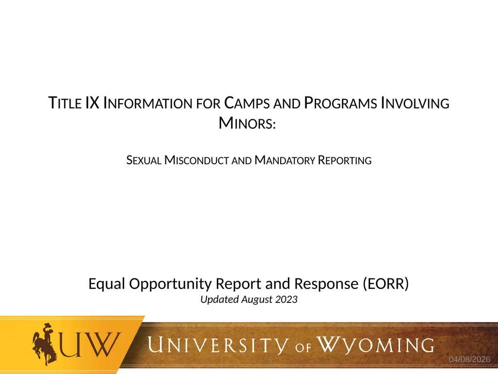 Title IX Information for Camps and Programs