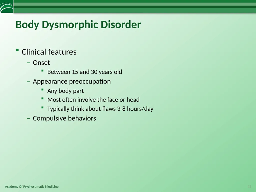 Somatoform Disorders, Factitious Disorder and - slide 42 of 97