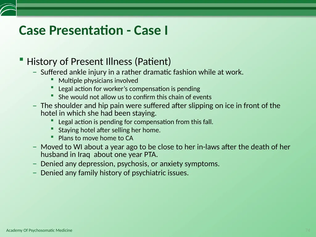 Somatoform Disorders, Factitious Disorder and - slide 74 of 97