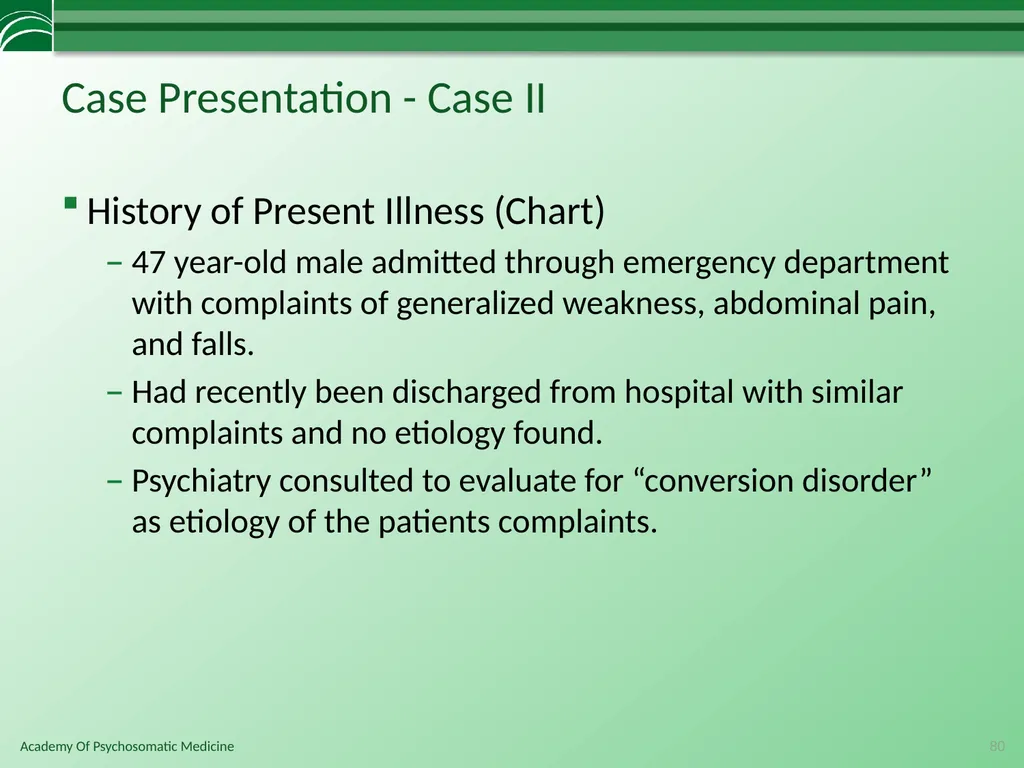 Somatoform Disorders, Factitious Disorder and - slide 80 of 97