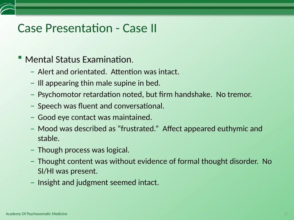 Somatoform Disorders, Factitious Disorder and - slide 83 of 97