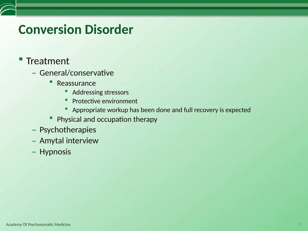 Somatoform Disorders, Factitious Disorder and - slide 30 of 97