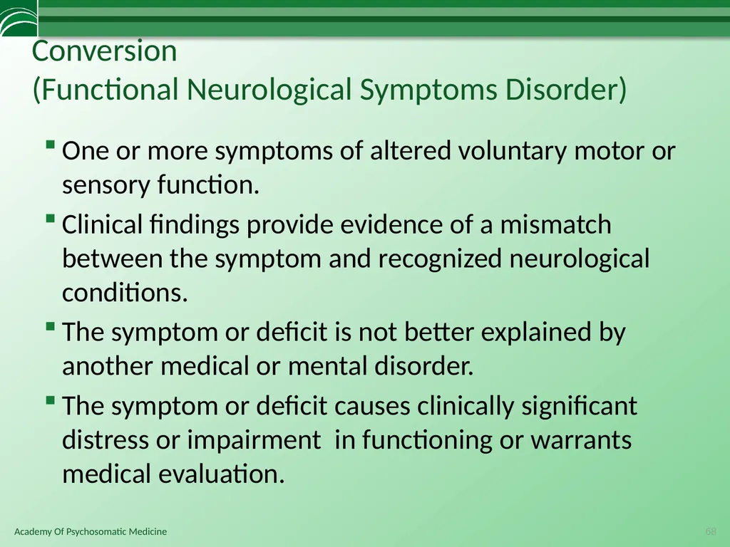 Somatoform Disorders, Factitious Disorder and - slide 68 of 97
