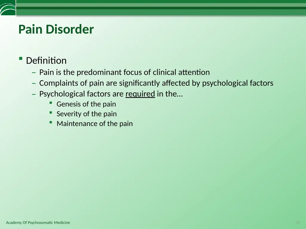 Somatoform Disorders, Factitious Disorder and - slide 32 of 97