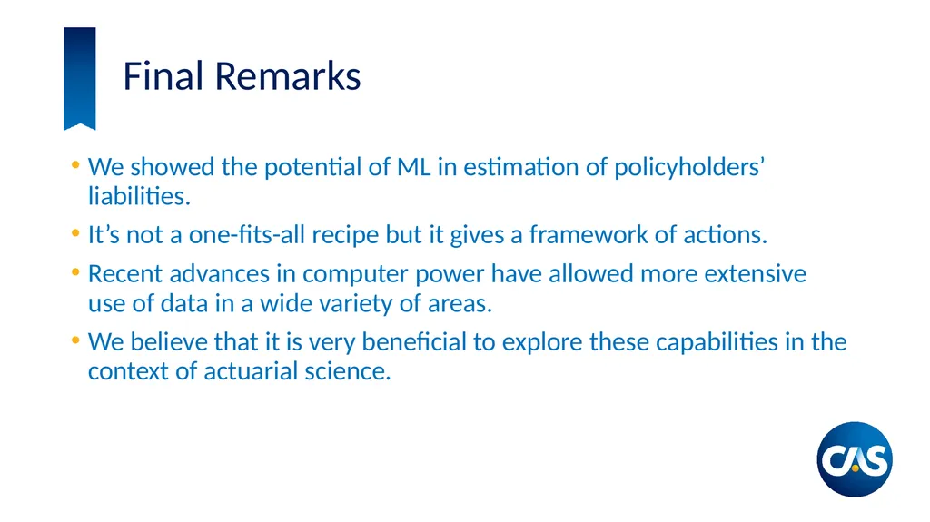 Estimation of Individual Claim Liabilities A - slide 25 of 28