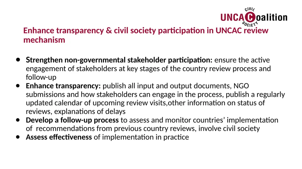 UNCAC Coalition Annual Activity Survey Civic space - slide 11 of 12