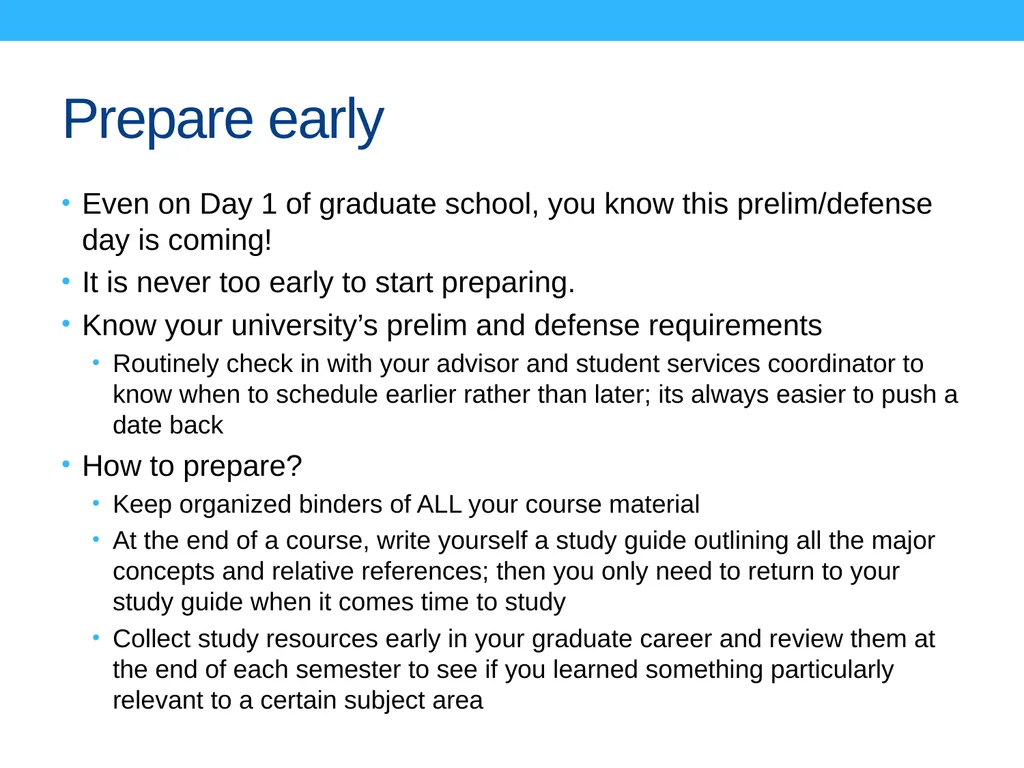 Preparing for your qualifying exam or defense Yes - slide 2 of 13