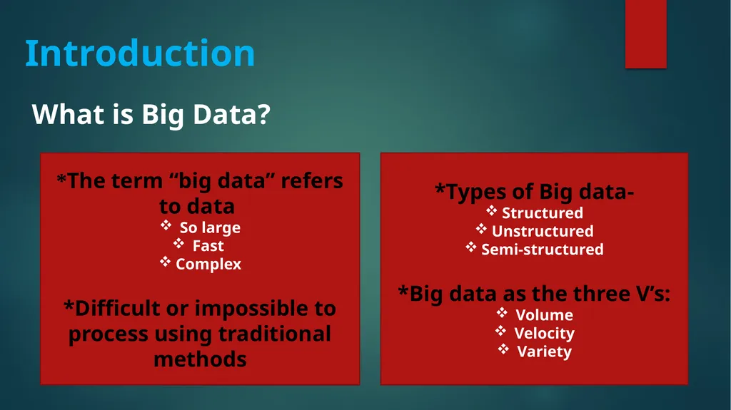 Big Introduction What is Big Data? *The term “big - slide 2 of 13