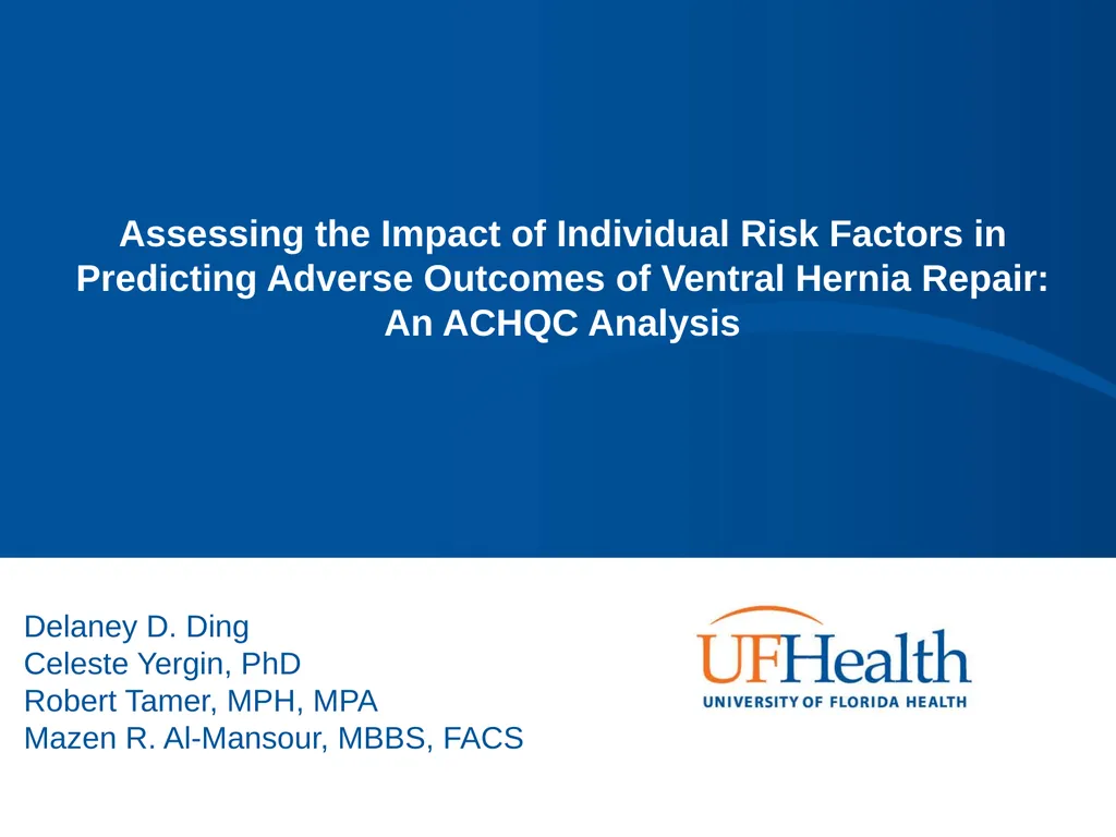 Assessing the Impact of Individual Risk Factors in - slide 1 of 14