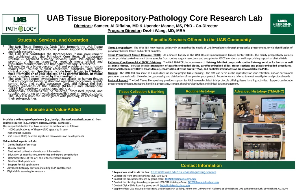 The UAB Tissue Bioreposity (UAB TBR), formerly the