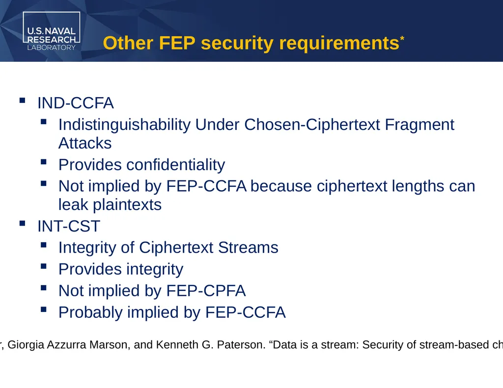 Security Notions for Fully Encrypted Protocols - slide 15 of 23