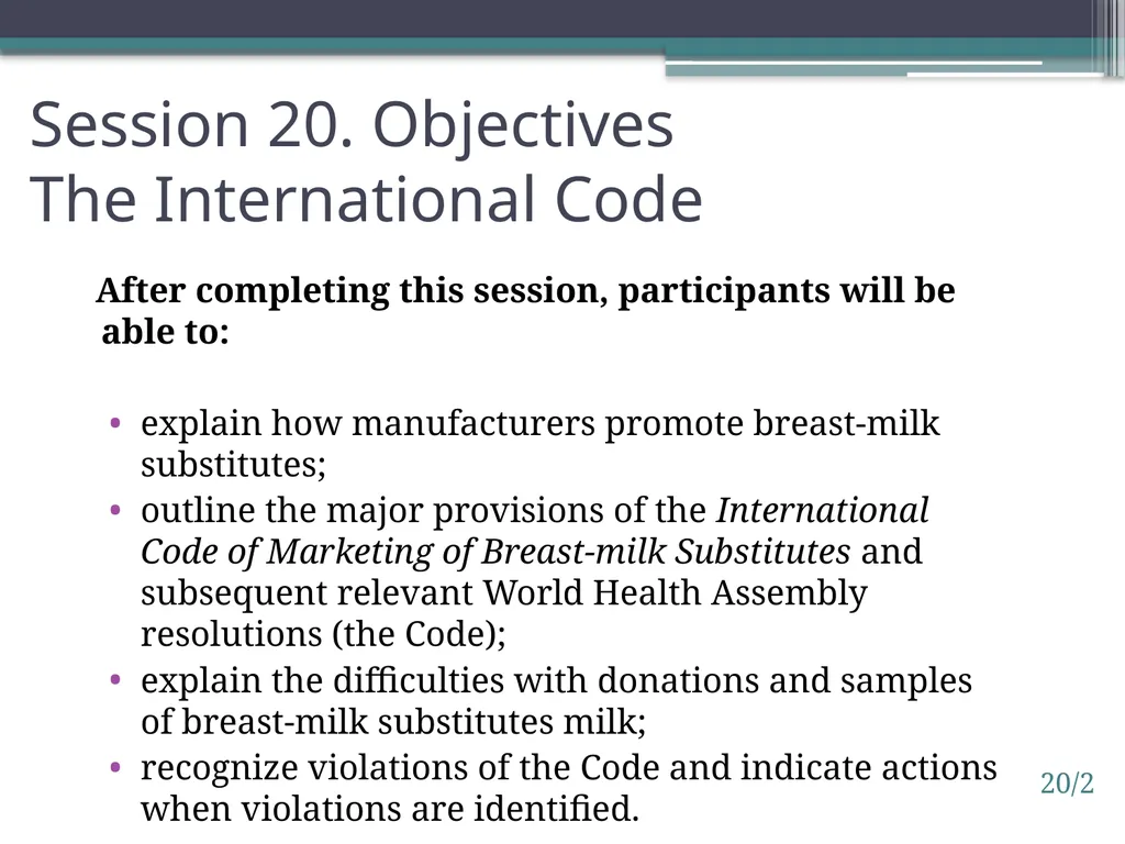 Session 20. The International Code 20/1 © - slide 2 of 3