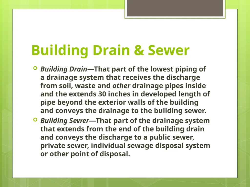 Chapter 3.1 Storm Drainage Sizing Building Drain & - slide 2 of 23