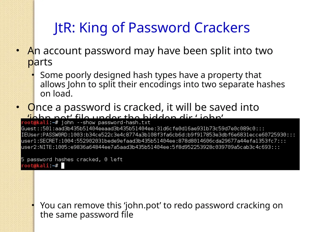 Penetration Testing Offline Password Cracking CIS - slide 11 of 15