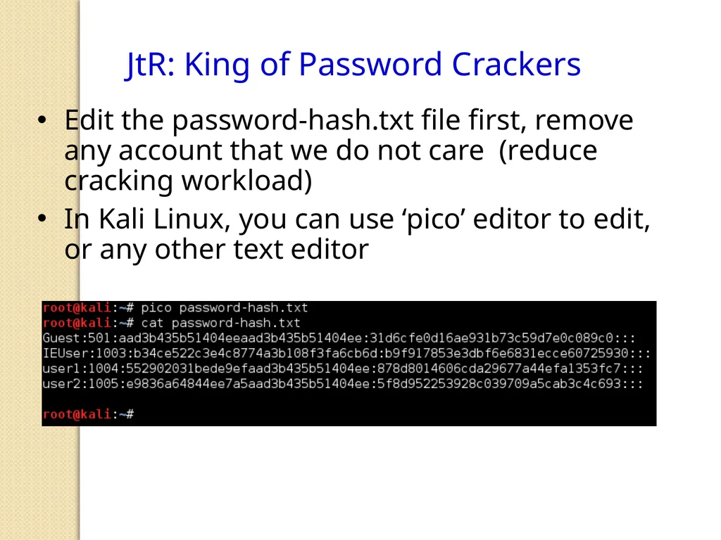 Penetration Testing Offline Password Cracking CIS - slide 9 of 15