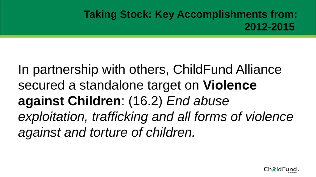 ChildFund Alliance Five Year Strategic Plan - slide 14 of 45