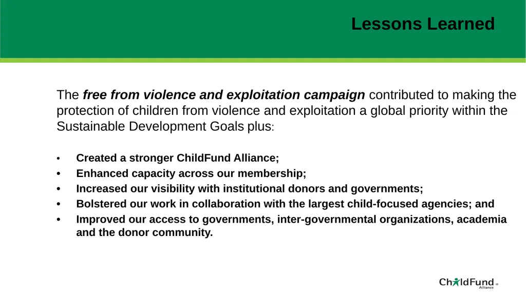 ChildFund Alliance Five Year Strategic Plan - slide 16 of 45