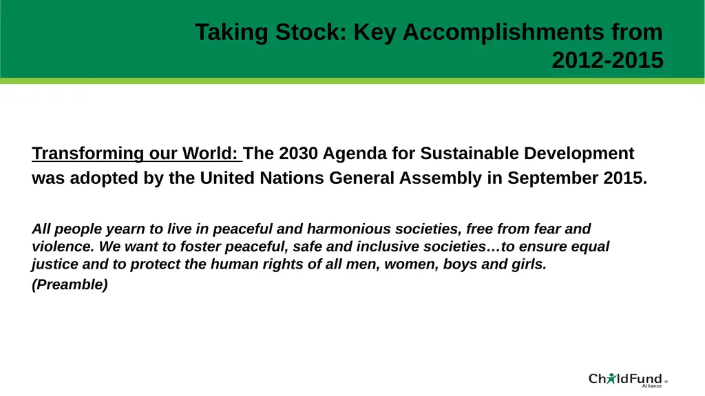 ChildFund Alliance Five Year Strategic Plan - slide 12 of 45