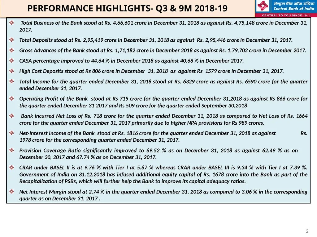 FINANCIAL HIGHLIGHTS FOR THE 3RD QUARTER & NINE - slide 2 of 29