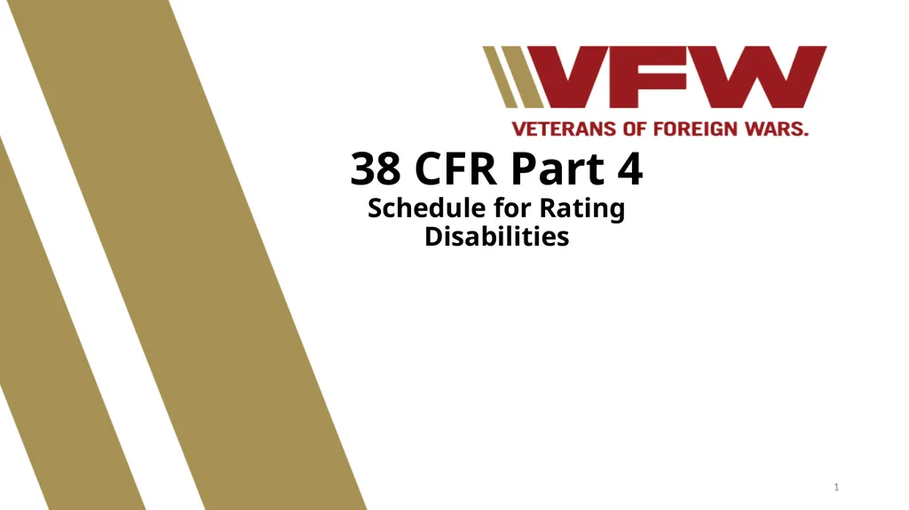 38 CFR Part 4 Schedule for Rating Disabilities 1 - slide 1 of 84