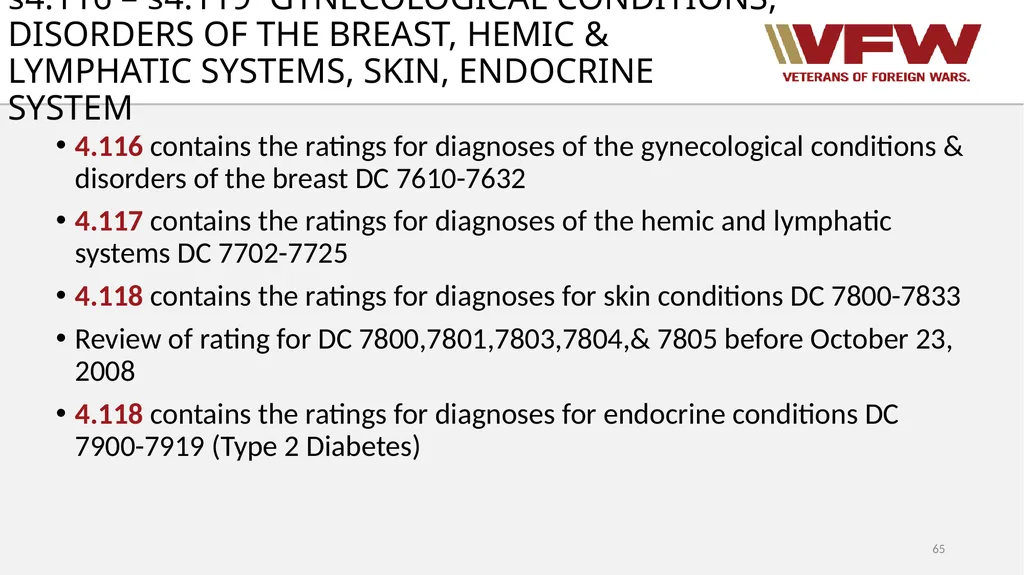 38 CFR Part 4 Schedule for Rating Disabilities 1 - slide 65 of 84