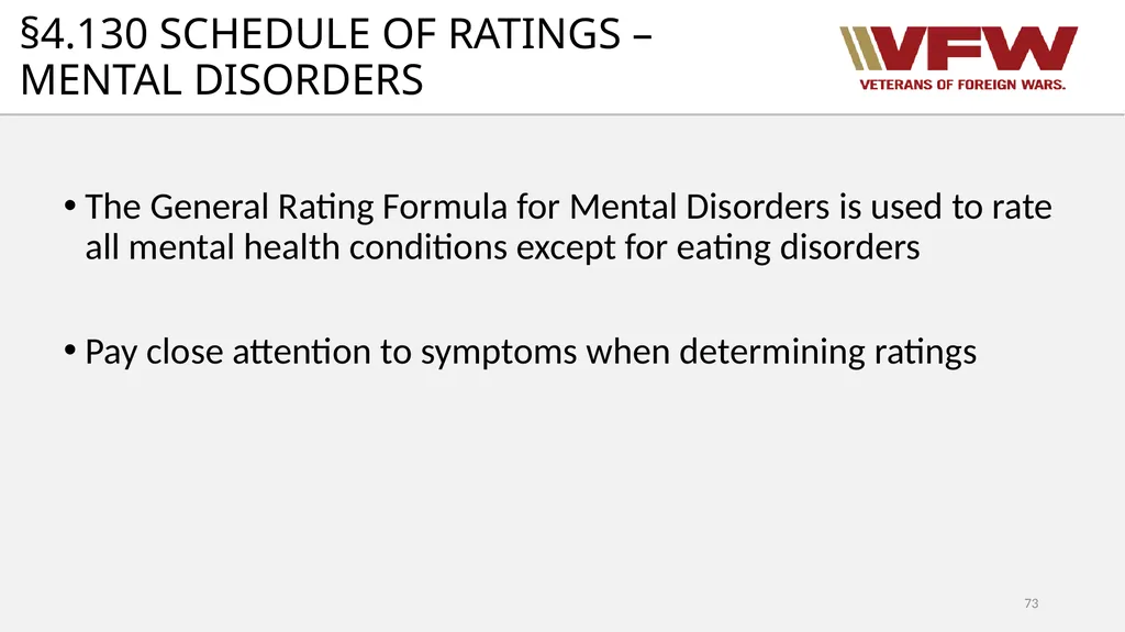 38 CFR Part 4 Schedule for Rating Disabilities 1 - slide 73 of 84