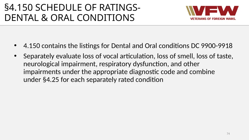 38 CFR Part 4 Schedule for Rating Disabilities 1 - slide 74 of 84