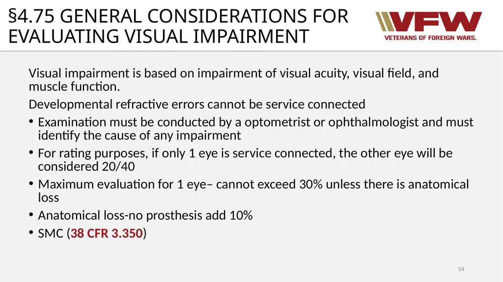 38 CFR Part 4 Schedule for Rating Disabilities 1 - slide 54 of 84