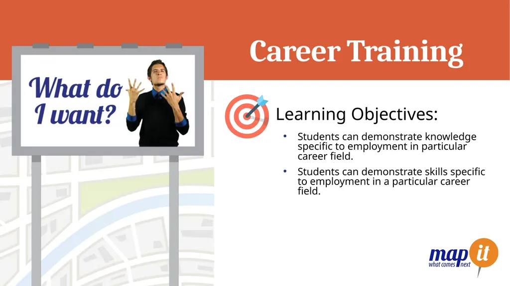 Career Training Learning Objectives: Students can - slide 1 of 11