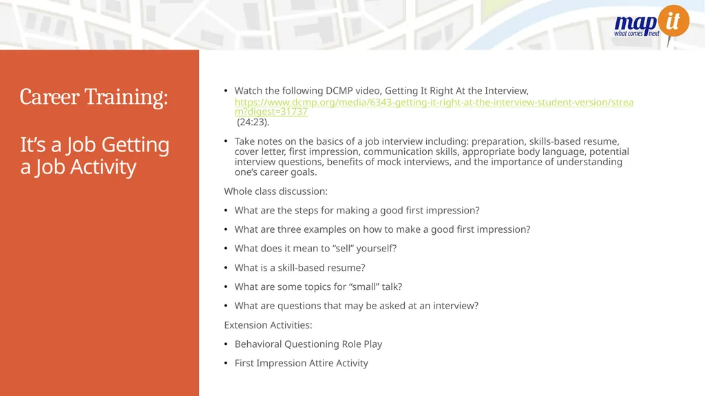 Career Training Learning Objectives: Students can - slide 10 of 11