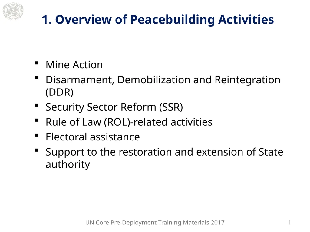 Module 2: Mandated Tasks of United Nations - slide 6 of 22