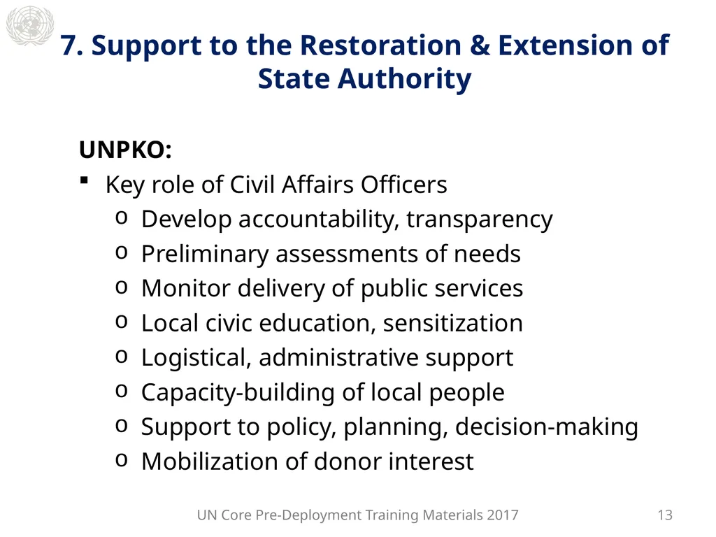 Module 2: Mandated Tasks of United Nations - slide 19 of 22