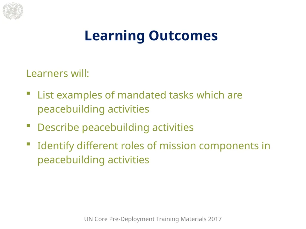 Module 2: Mandated Tasks of United Nations - slide 3 of 22