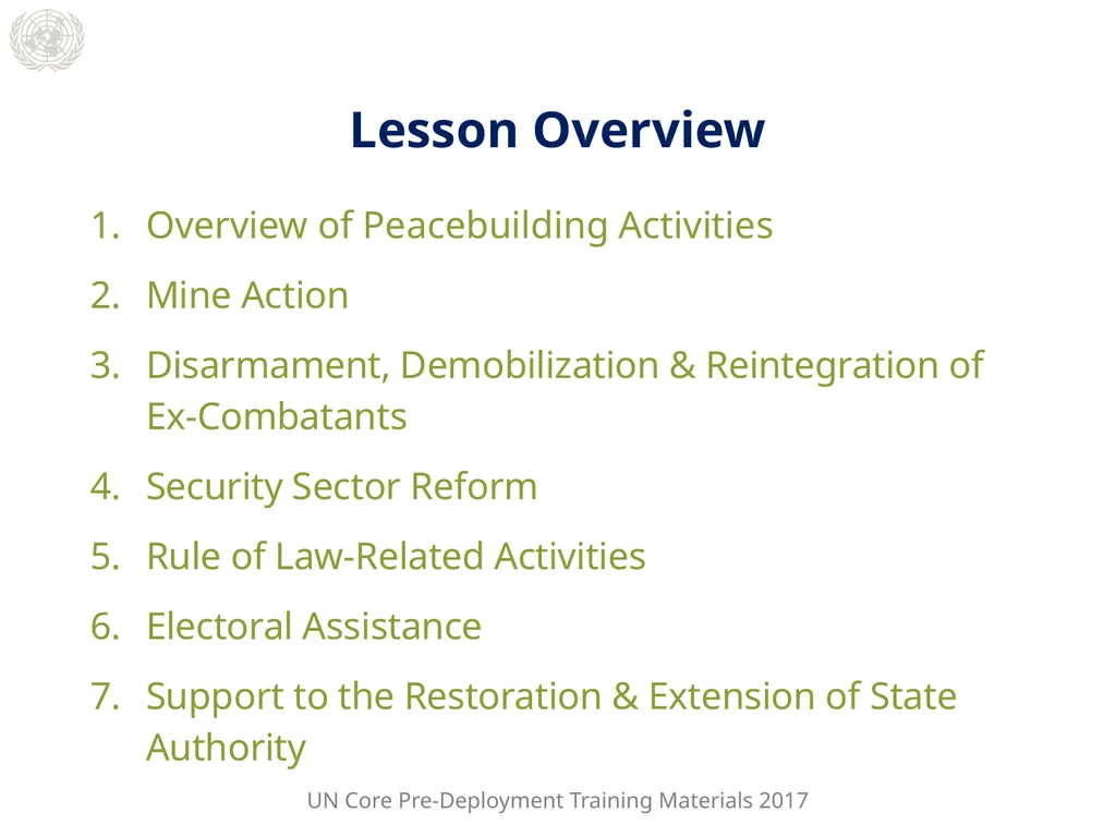 Module 2: Mandated Tasks of United Nations - slide 4 of 22