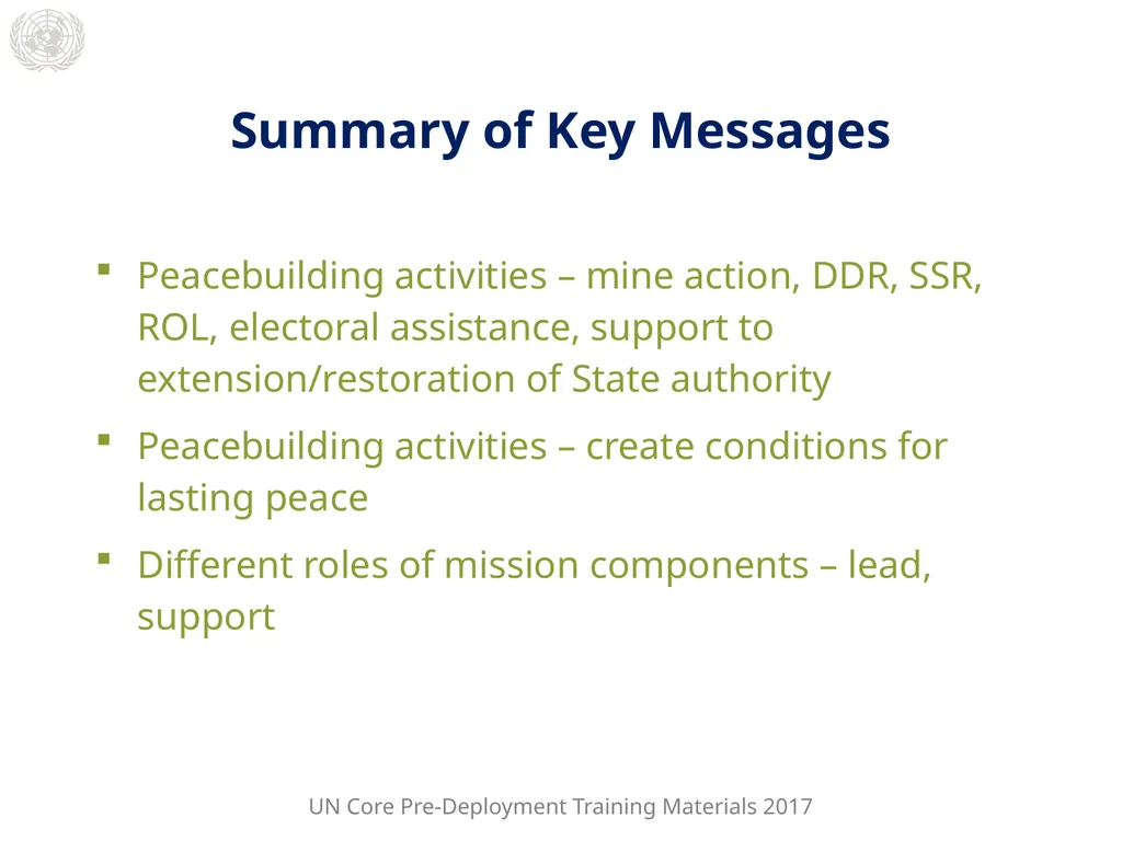 Module 2: Mandated Tasks of United Nations - slide 20 of 22