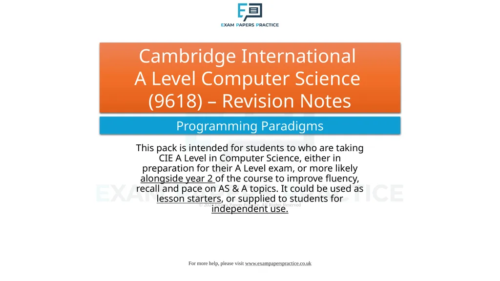 Cambridge International A Level Computer Science - slide 1 of 8