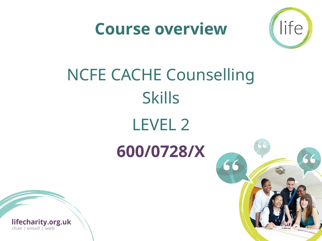Course overview NCFE CACHE Counselling Skills - slide 1 of 7