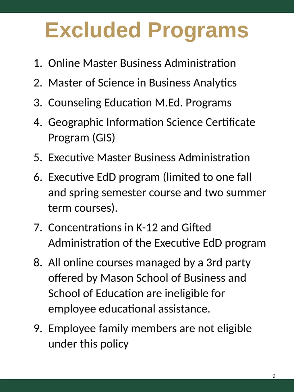 Employee Educational Benefits Policy Types of - slide 9 of 12
