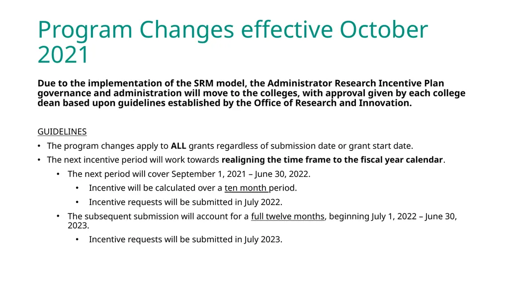 Research Incentive Plan for Administrators Updated - slide 2 of 7