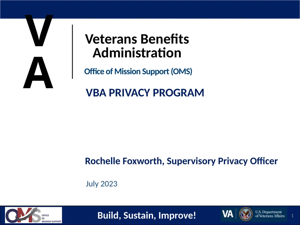 Build, Sustain, Improve! 1 Rochelle Foxworth, - slide 1 of 12