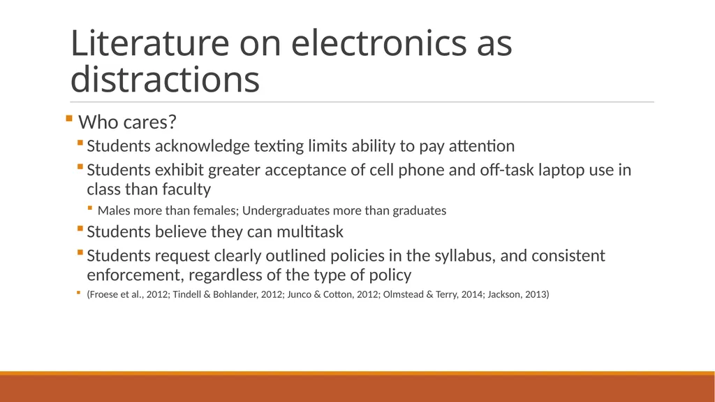 Literature on electronics as distractions 90-97.5% - slide 3 of 8