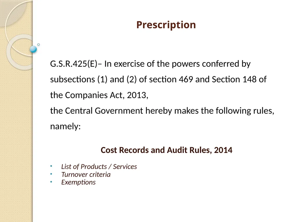 Cost Records & Audit Rules CMA (Dr.) BALWINDER - slide 9 of 55