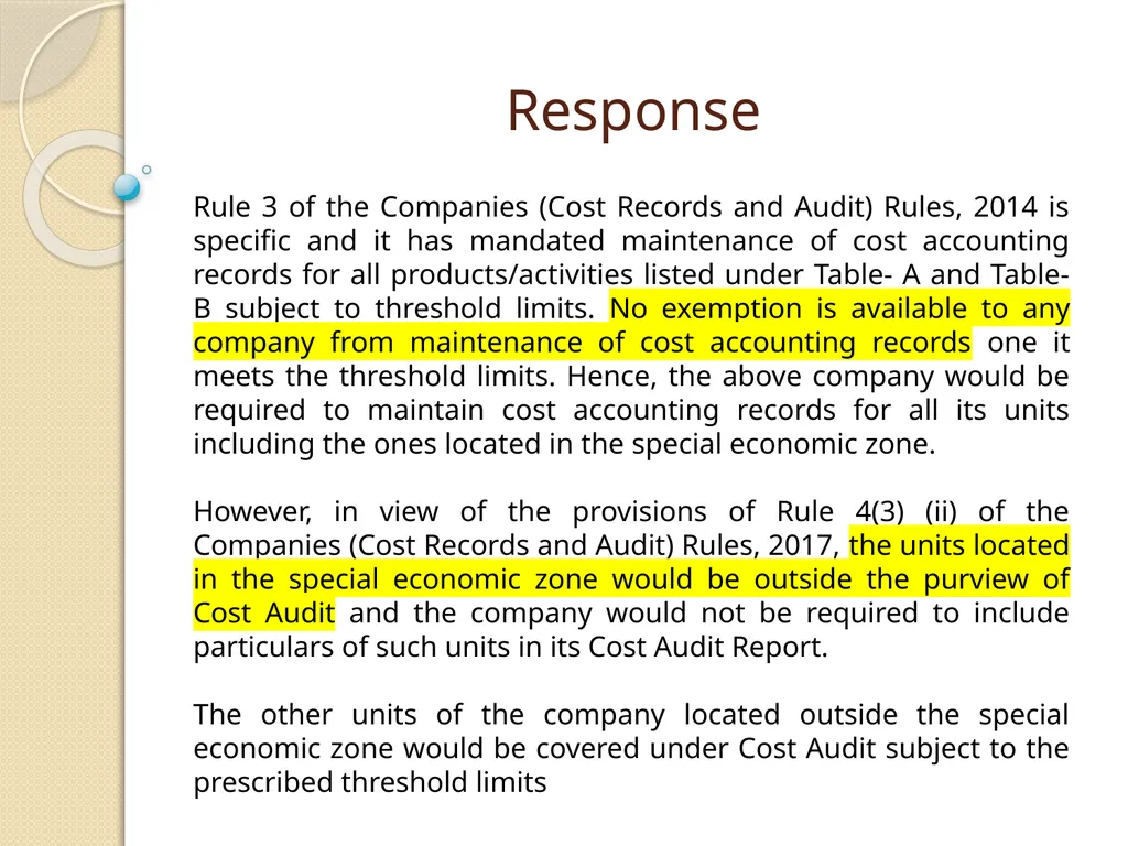 Cost Records & Audit Rules CMA (Dr.) BALWINDER - slide 36 of 55