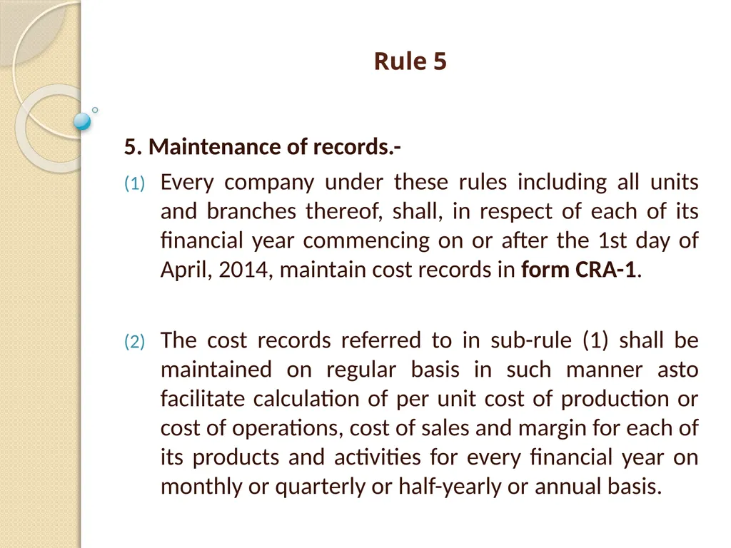 Cost Records & Audit Rules CMA (Dr.) BALWINDER - slide 50 of 55