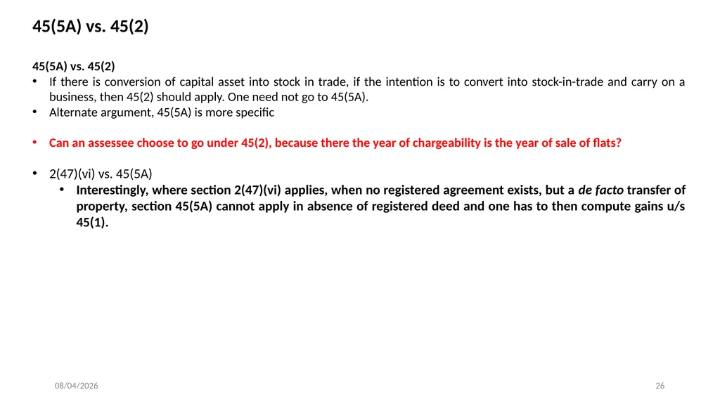 Direct Tax Implication on immovable properties and - slide 26 of 63