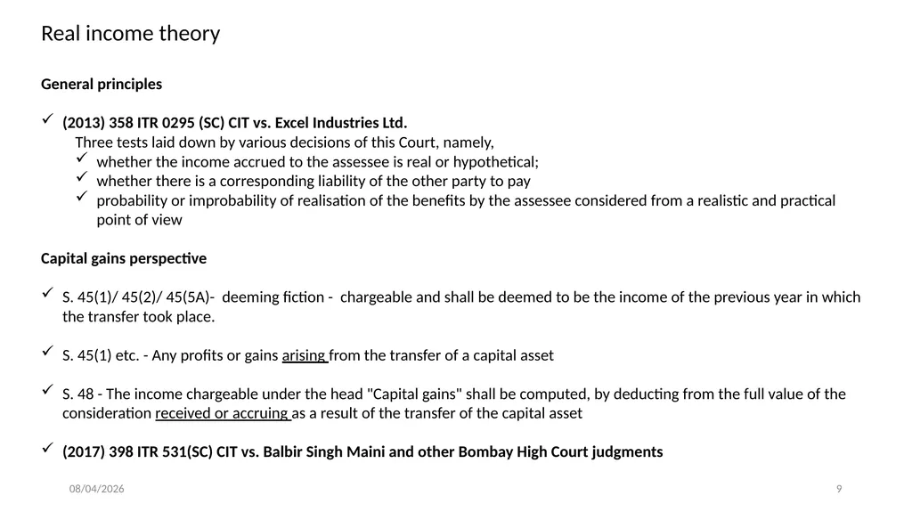 Direct Tax Implication on immovable properties and - slide 9 of 63