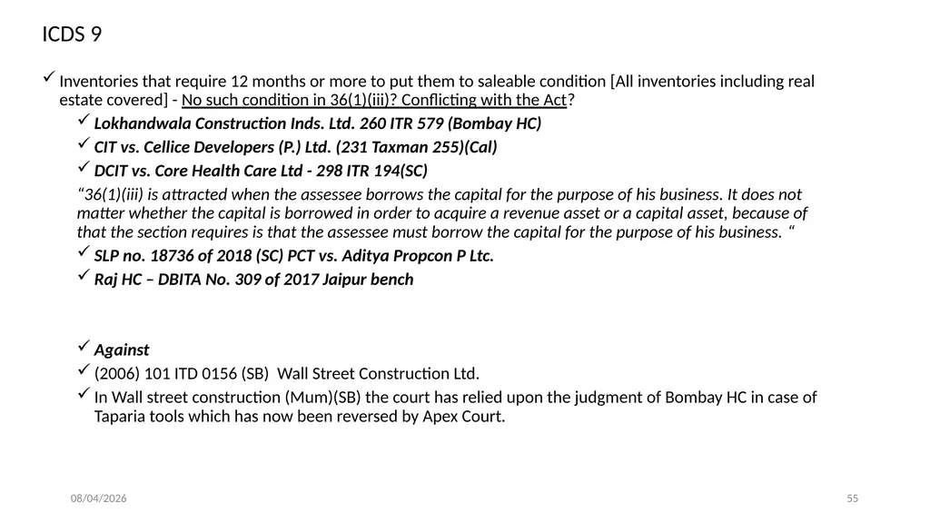 Direct Tax Implication on immovable properties and - slide 55 of 63