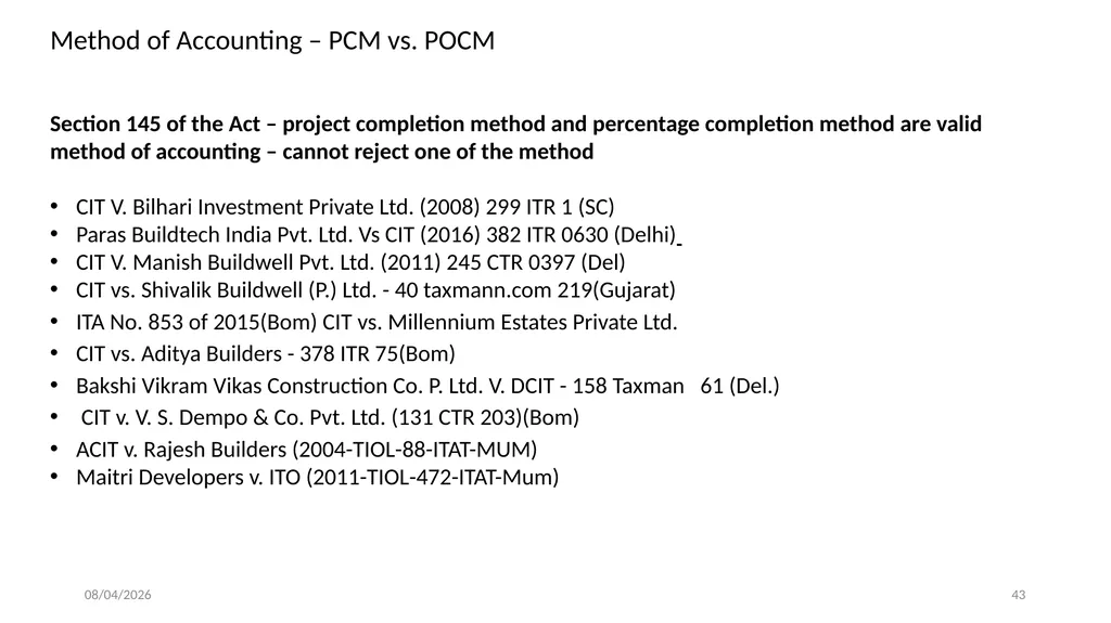 Direct Tax Implication on immovable properties and - slide 43 of 63