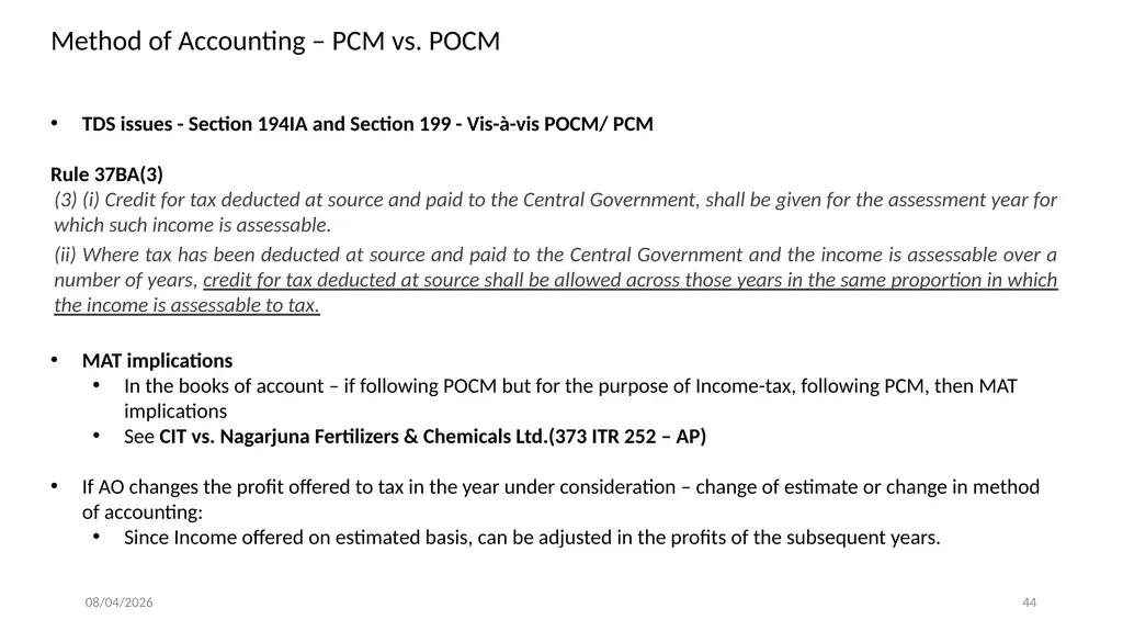 Direct Tax Implication on immovable properties and - slide 44 of 63