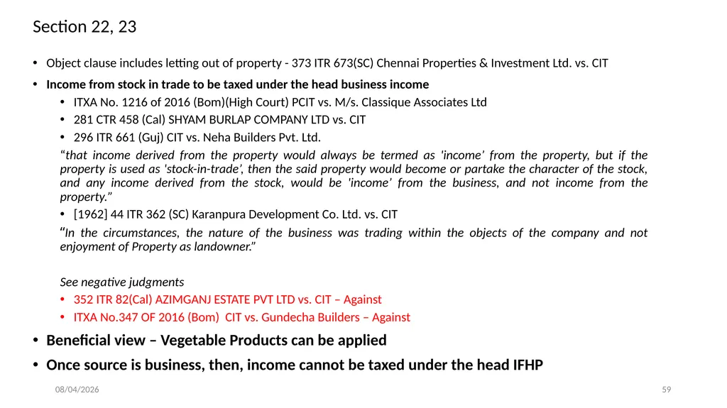 Direct Tax Implication on immovable properties and - slide 59 of 63